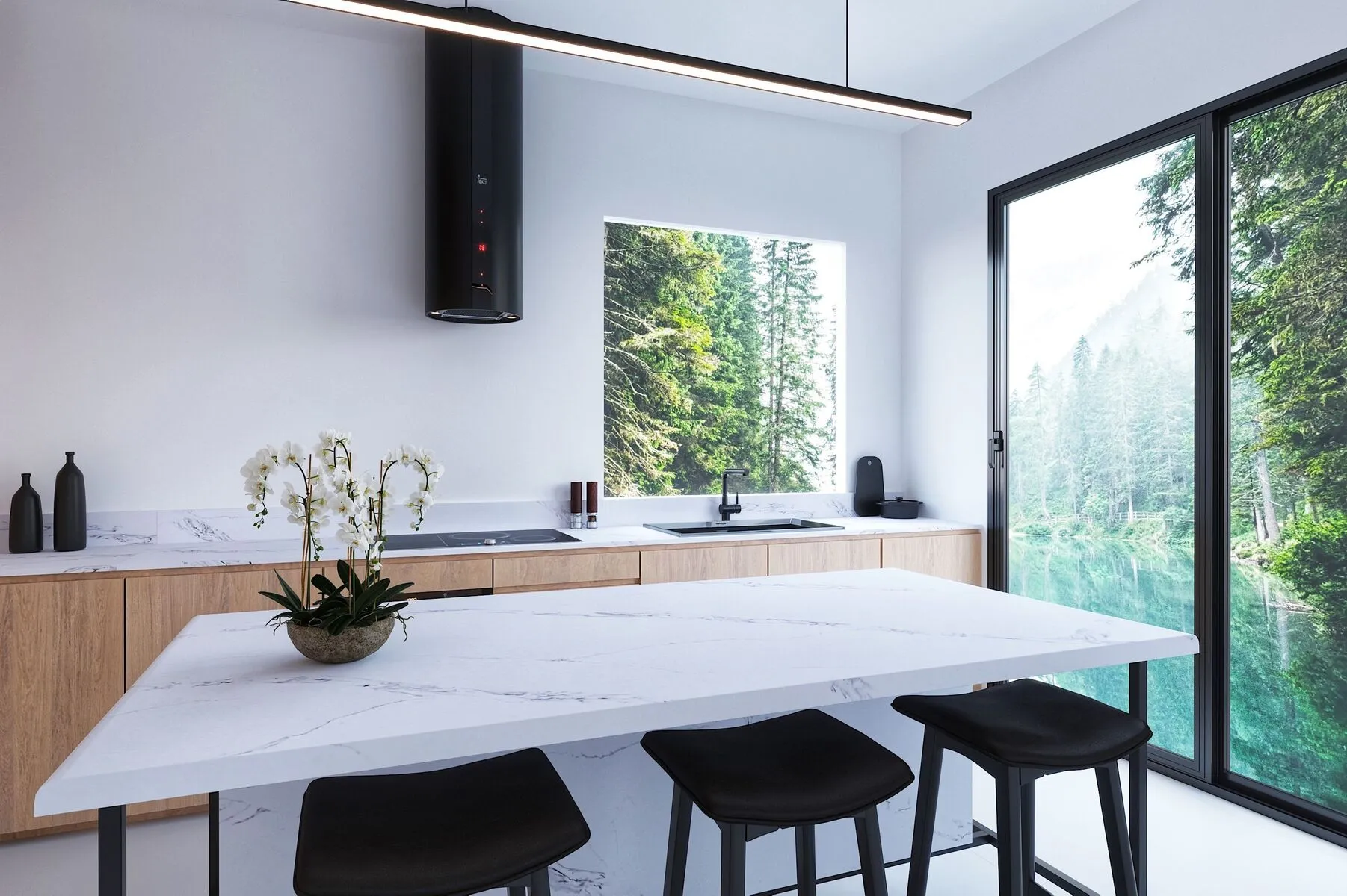 Image of installed Vicostone Borghini Quartz countertops