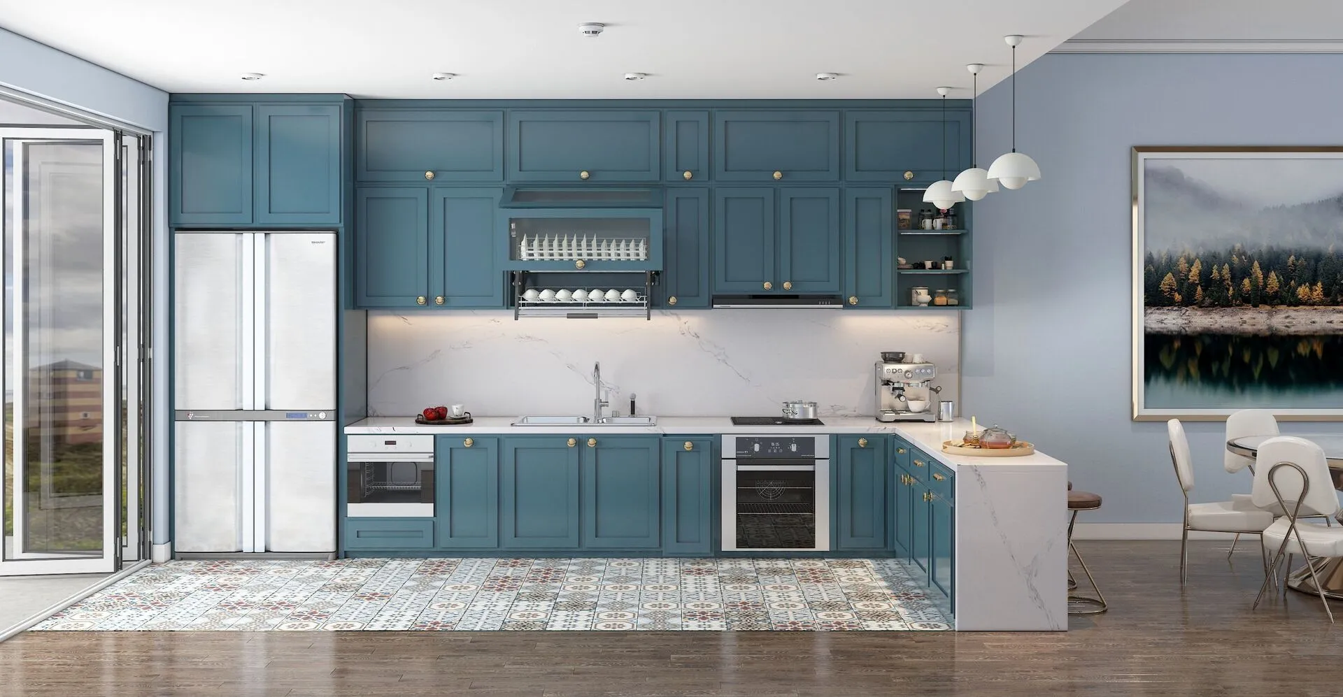 Image of installed Vicostone Borghini Quartz countertops
