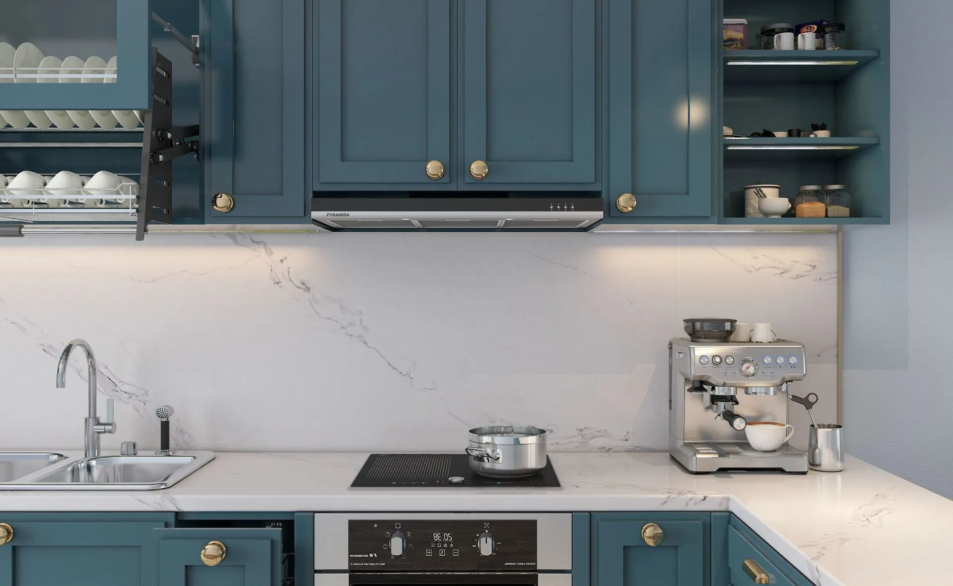 Image of installed Vicostone Borghini Quartz countertops
