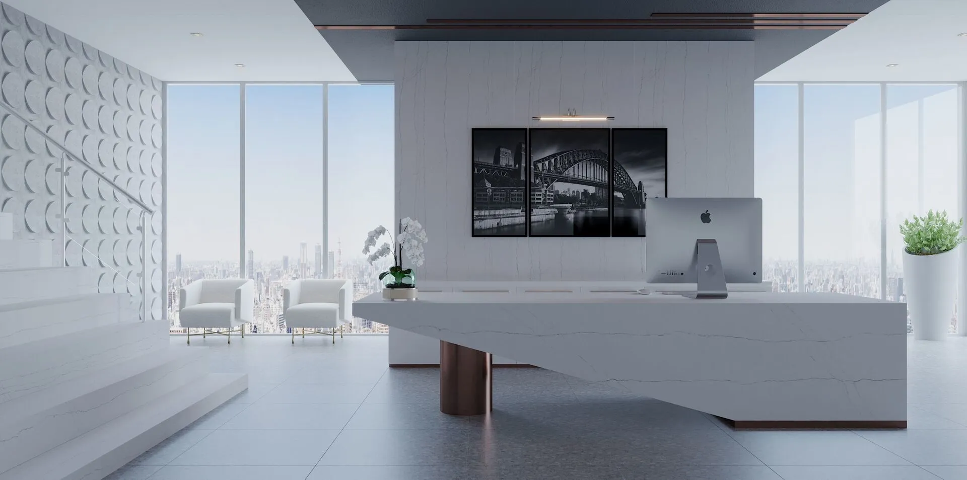 Image of installed Vicostone Luce Di Luna Quartz countertops