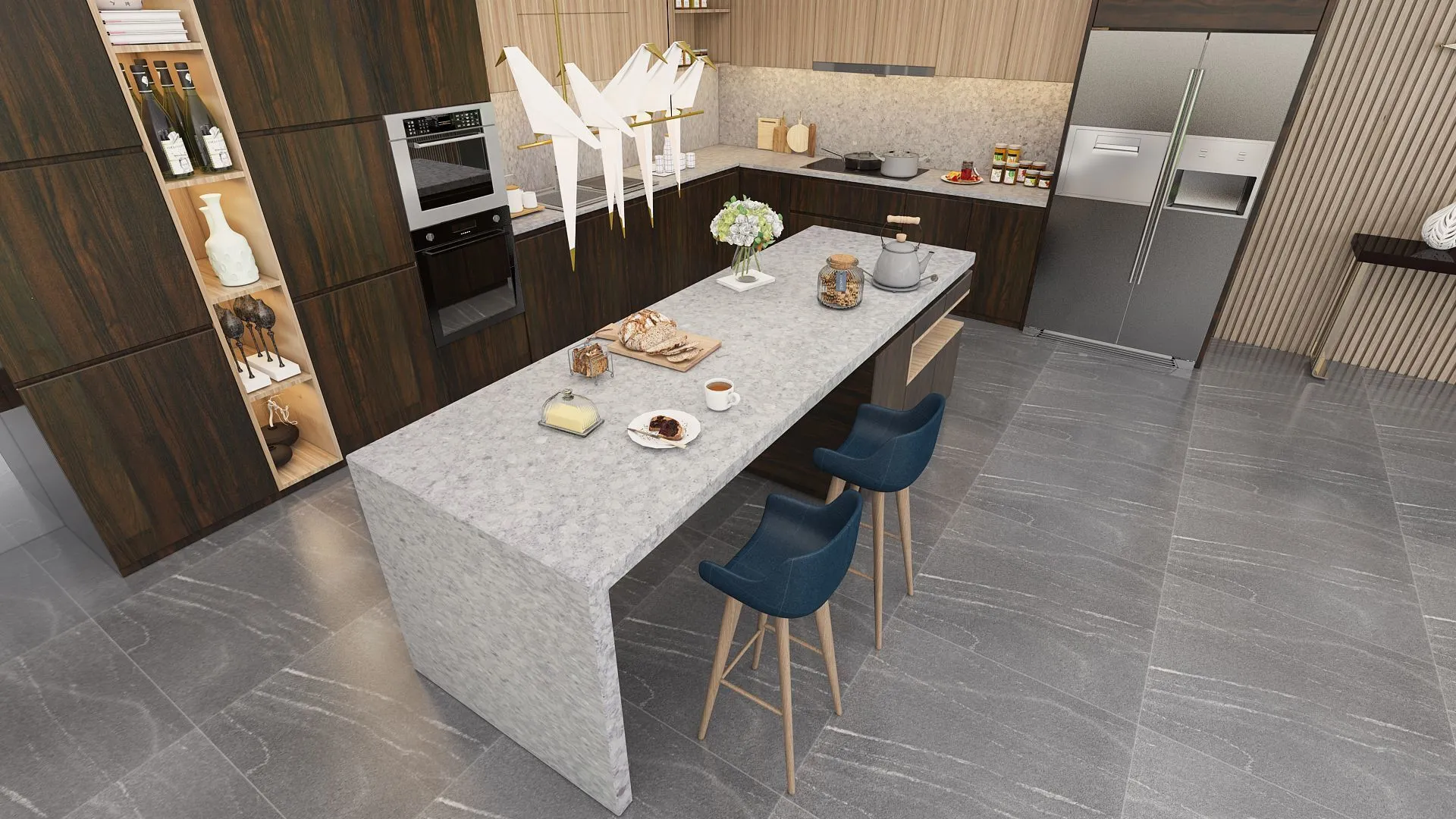 Image of installed Vicostone Terreno Quartz countertops