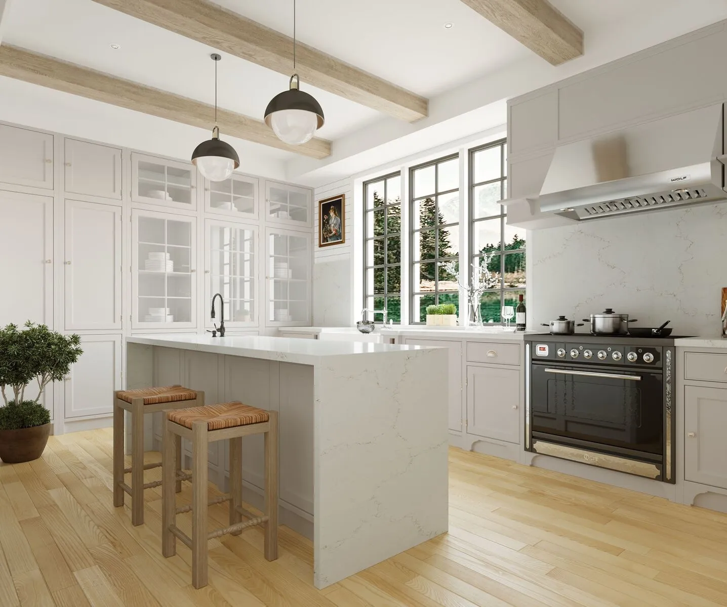 Image of installed Vicostone Misterio Gold Quartz countertops