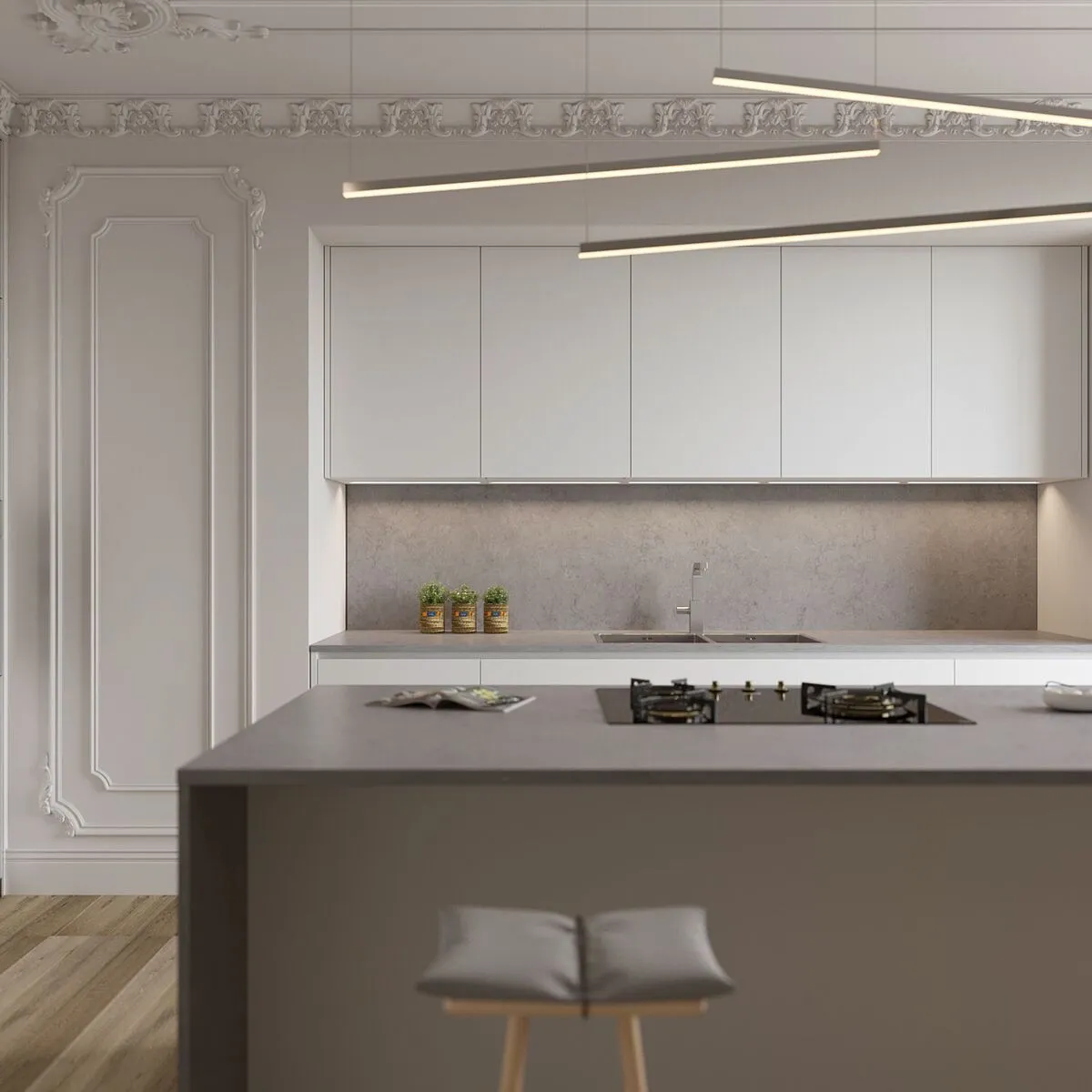 Image of installed Vicostone Monterosa Quartz countertops