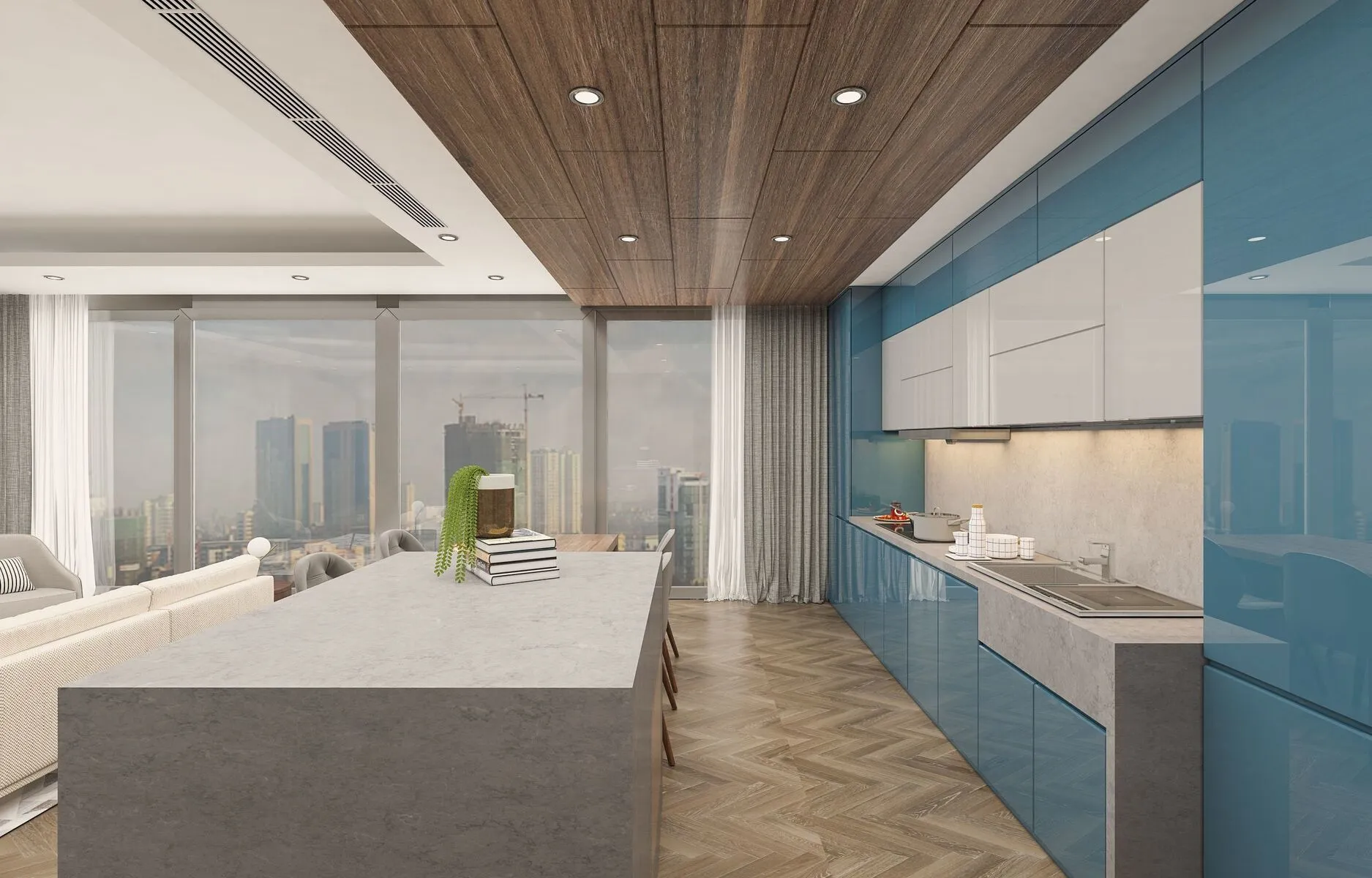 Image of installed Vicostone Monterosa Quartz countertops