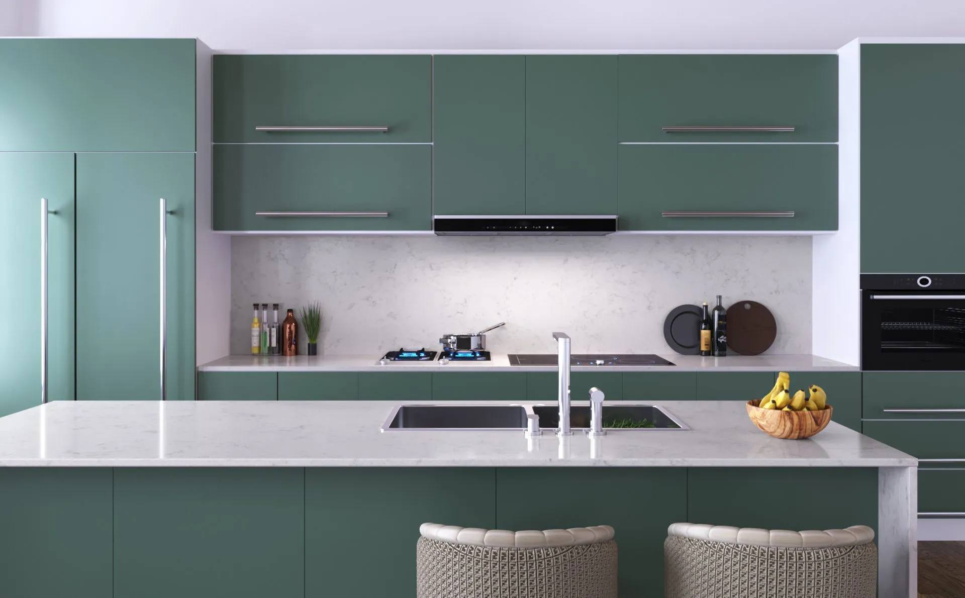 Image of installed Vicostone Hestia Quartz countertops