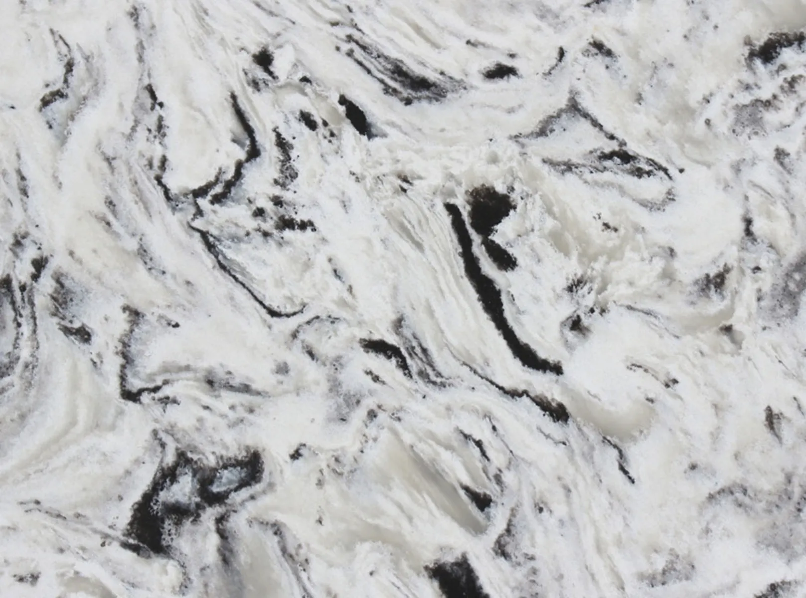 Closeup image of Vicostone Alaska Black Grey Quartz countertop slab