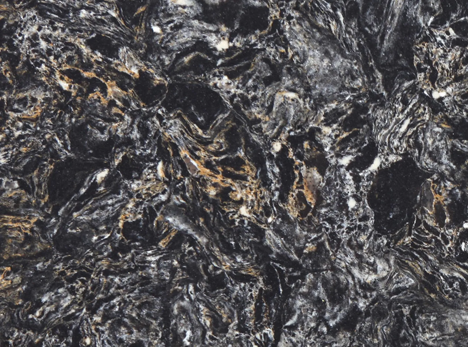 Closeup image of Vicostone Cosmic Black Quartz countertop slab