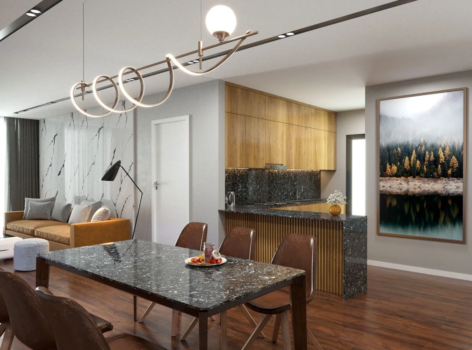 Image of installed Vicostone Cosmic Black Quartz countertops
