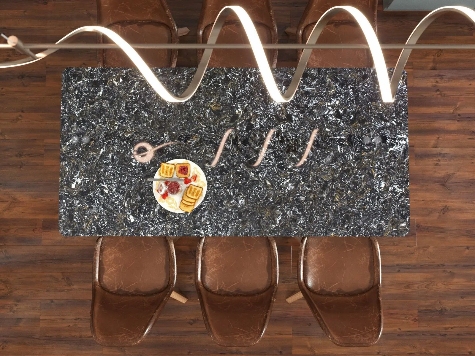 Image of installed Vicostone Cosmic Black Quartz countertops