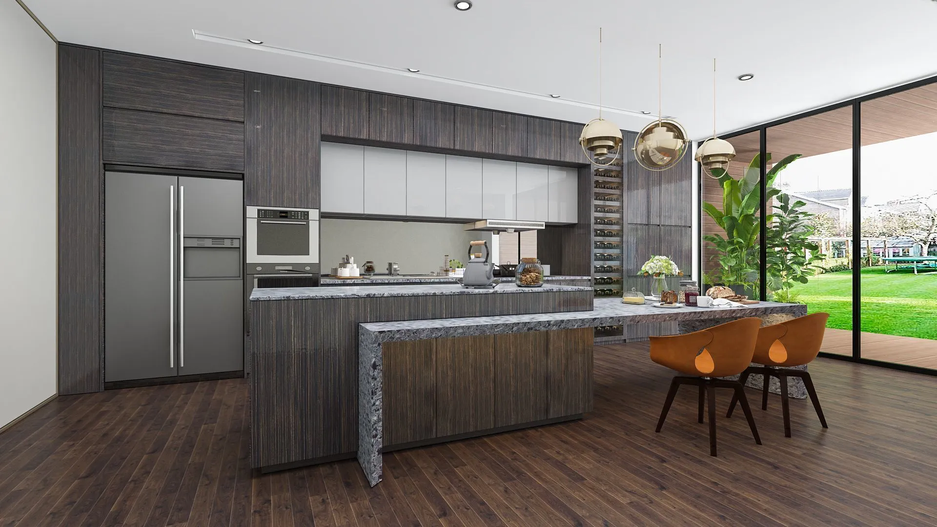 Image of installed Vicostone Squalo Quartz countertops