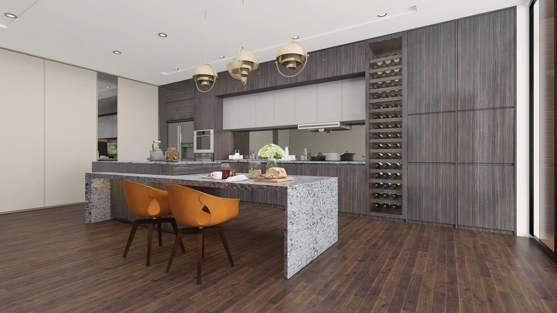 Image of installed Vicostone Squalo Quartz countertops