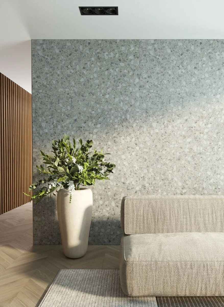Image of installed Vicostone Ceppo Di Gre Quartz countertops