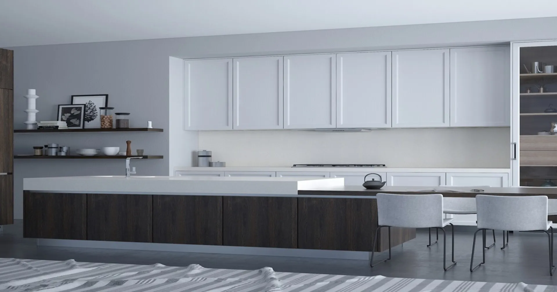 Image of installed Vicostone Galaxy Grey Quartz countertops