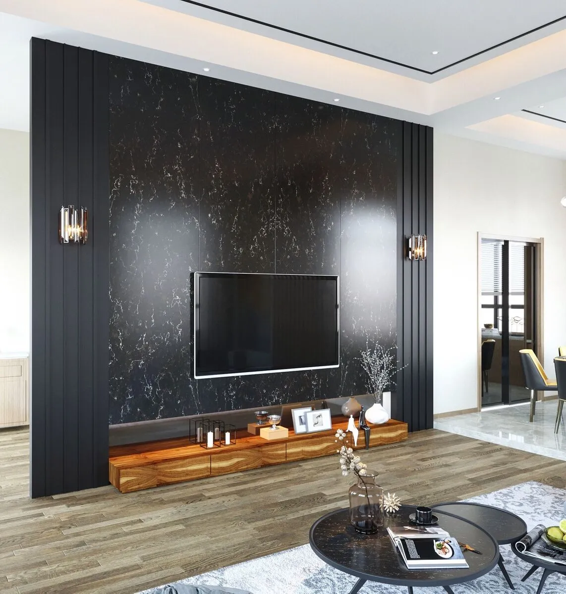 Image of installed Vicostone Java Noir Quartz countertops