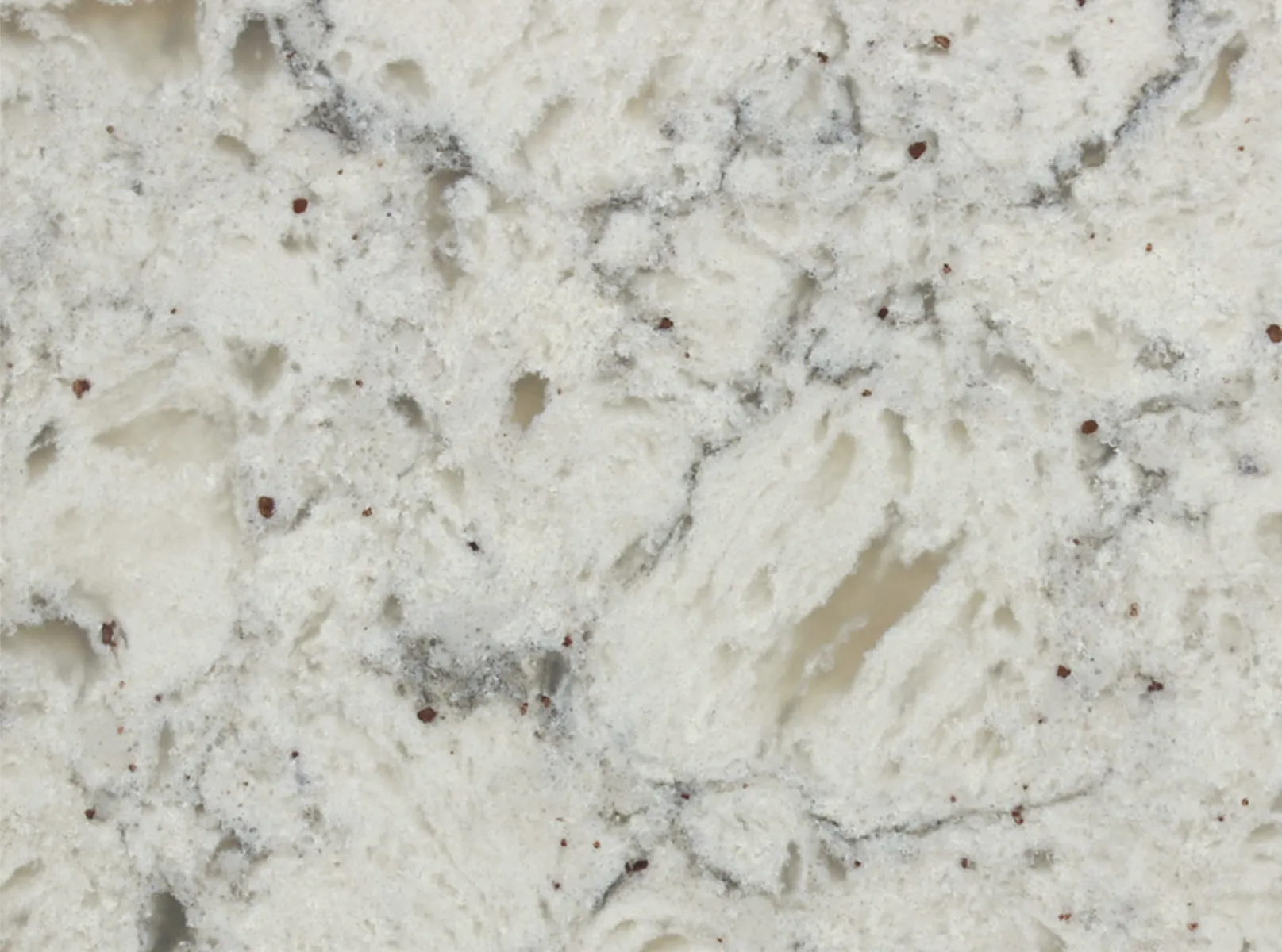 Closeup image of Vicostone Bianco Romano Grey Quartz countertop slab
