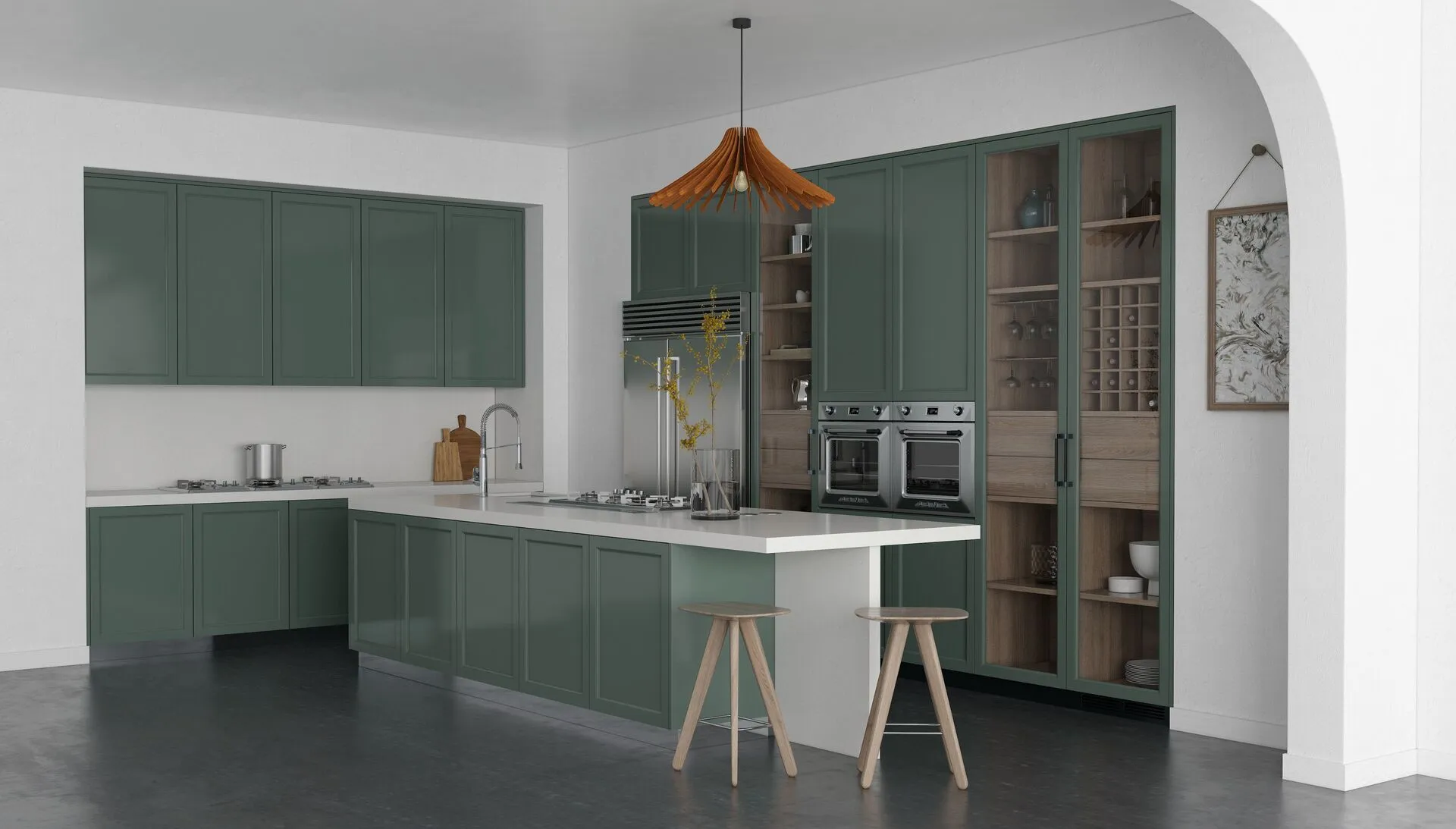 Image of installed Vicostone Alpine Quartz countertops