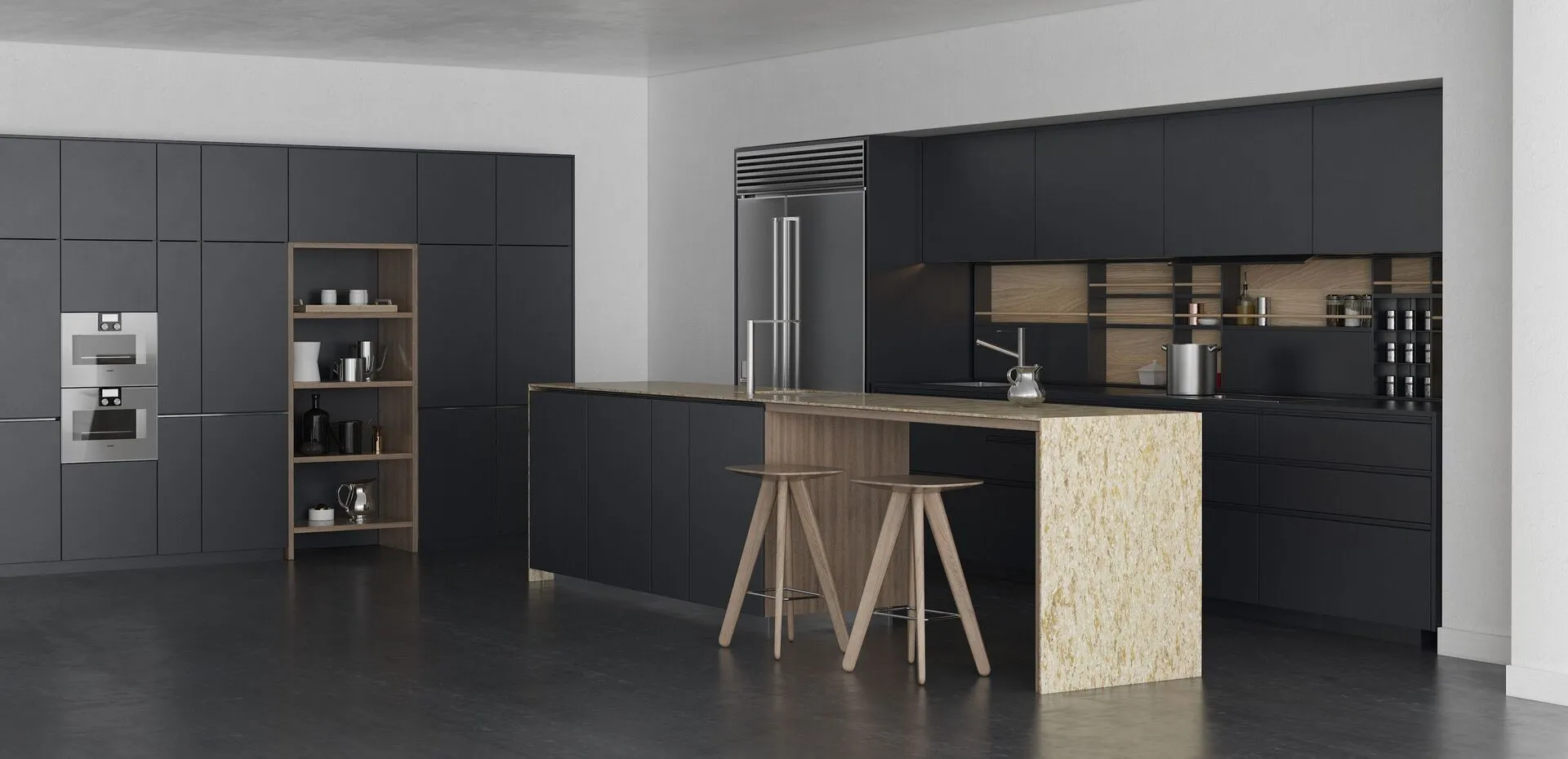 Image of installed Vicostone Silver Sea Brown Quartz countertops
