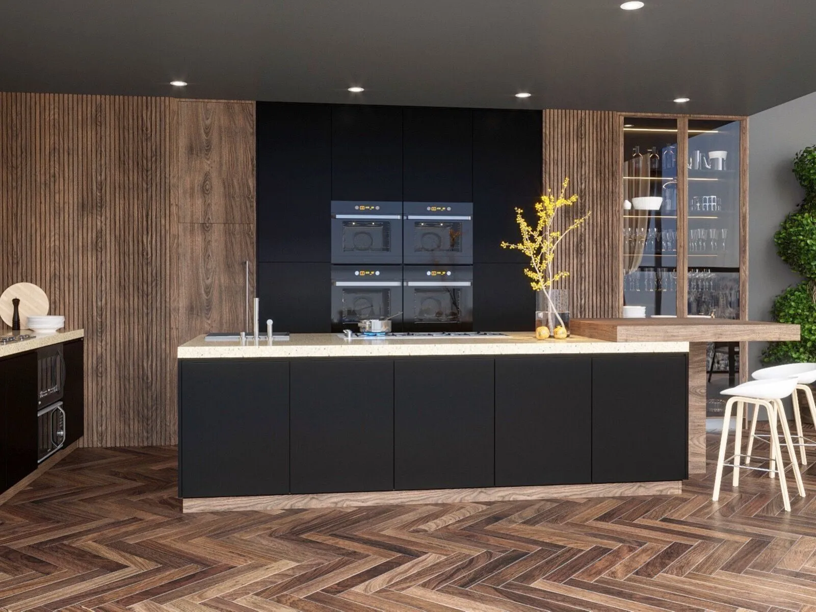 Image of installed Vicostone Canary Brown Quartz countertops