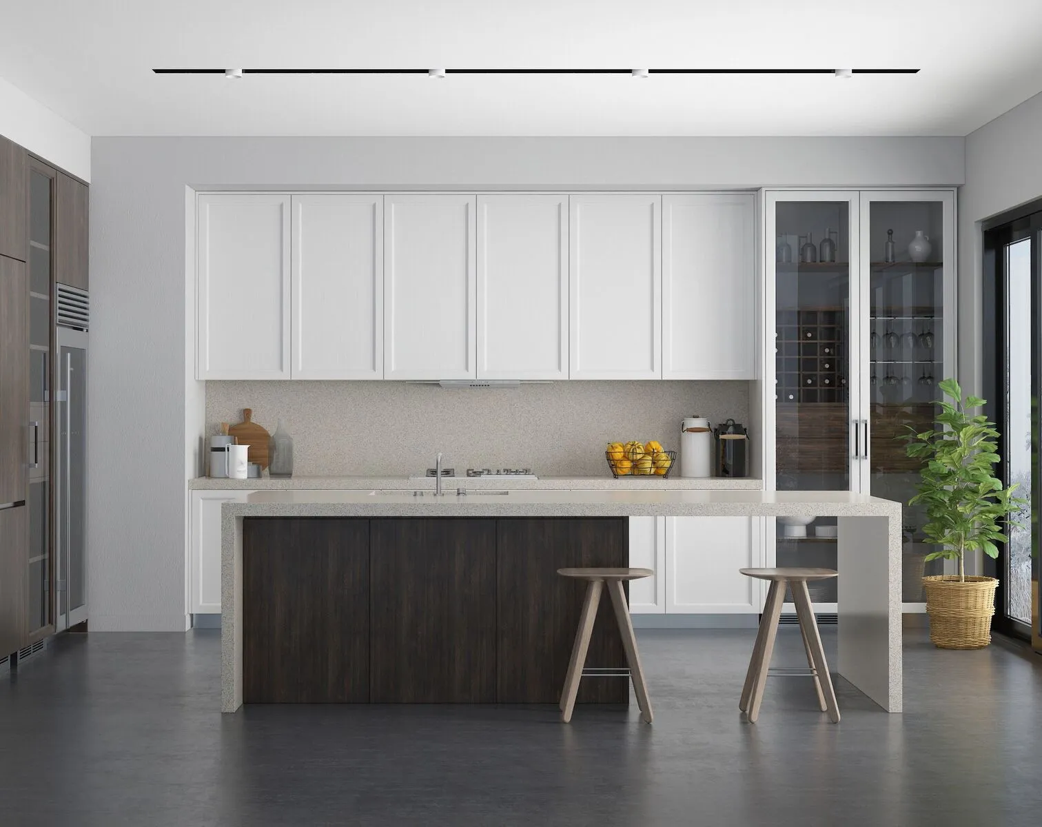 Image of installed Vicostone Crystal Zebra Brown Quartz countertops