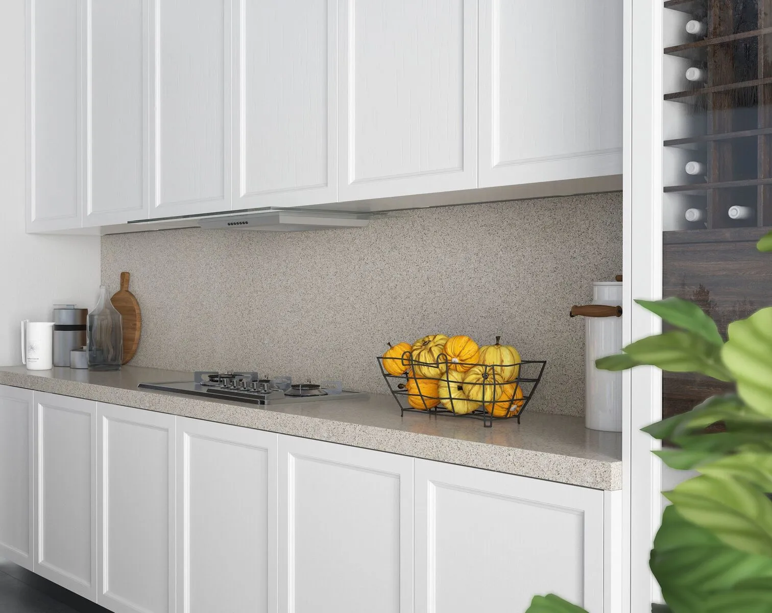 Image of installed Vicostone Crystal Zebra Brown Quartz countertops