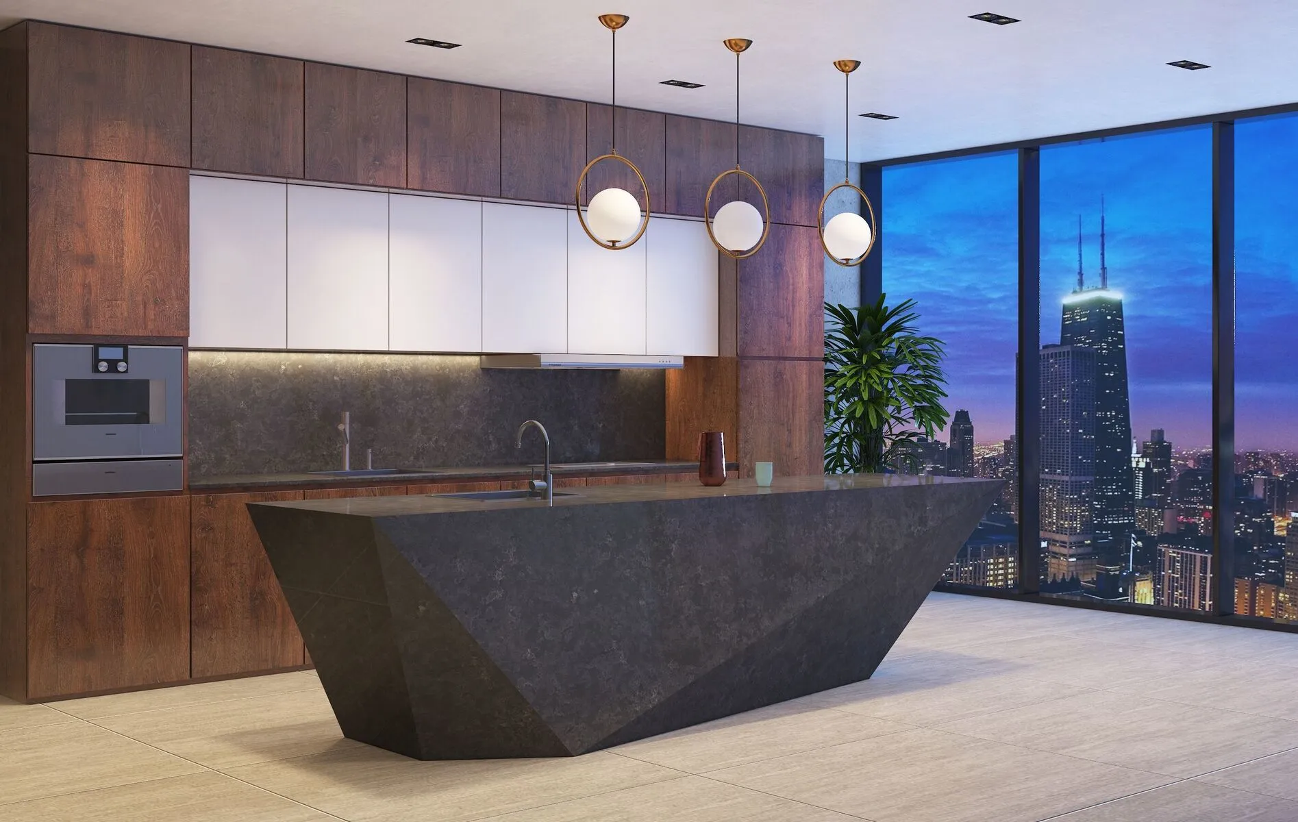 Image of installed Vicostone Tartufo Quartz countertops