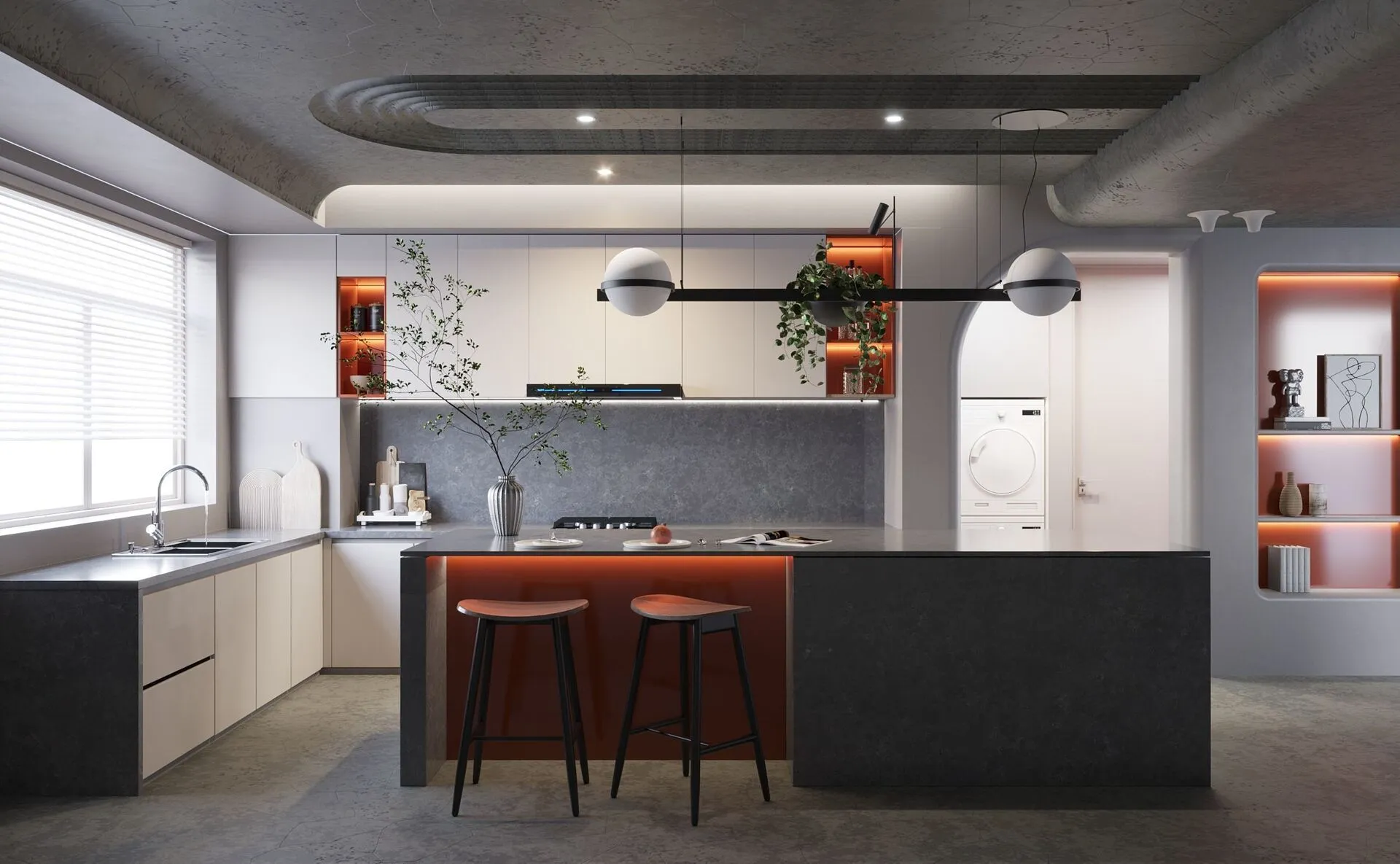 Image of installed Vicostone Tartufo Quartz countertops