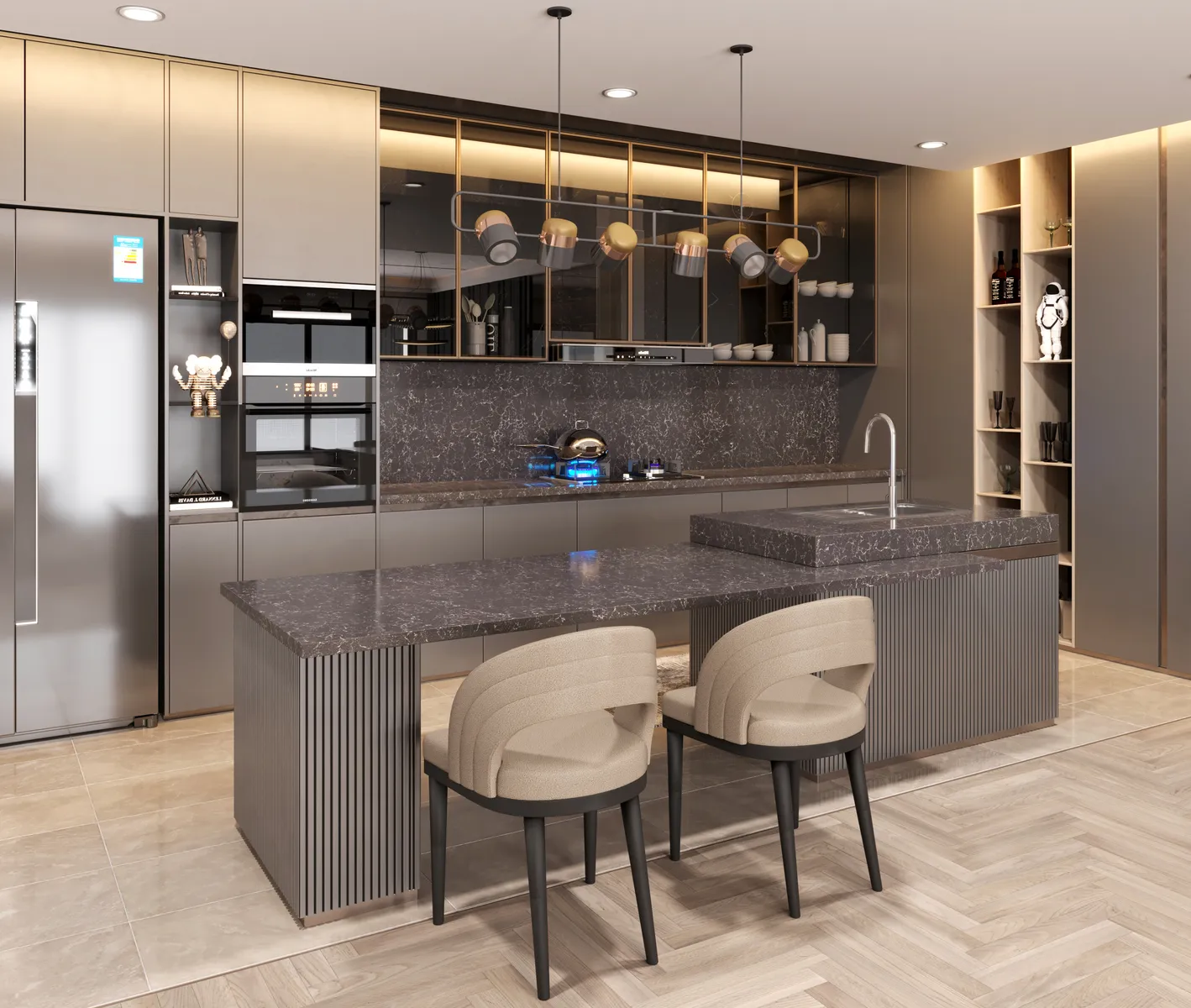 Image of installed Vicostone Altissimo Black Quartz countertops