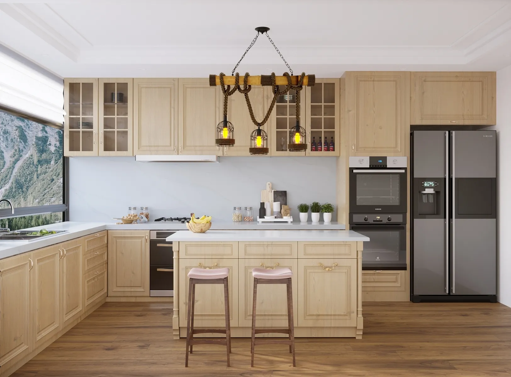 Image of installed Vicostone Bettoglio White Quartz countertops