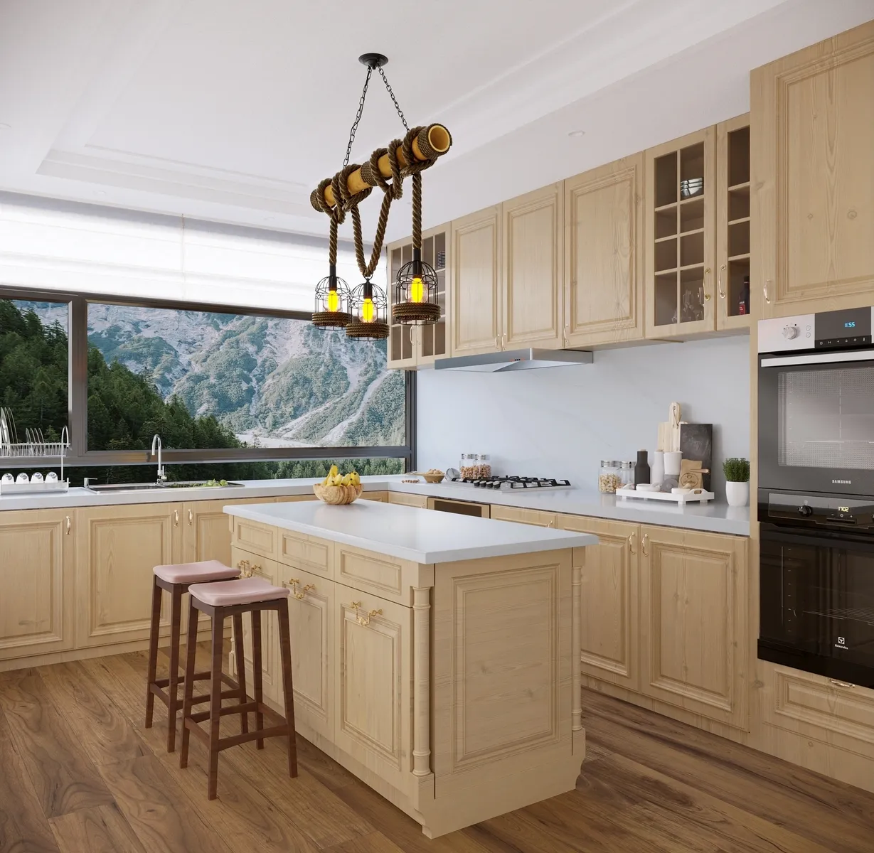 Image of installed Vicostone Bettoglio White Quartz countertops