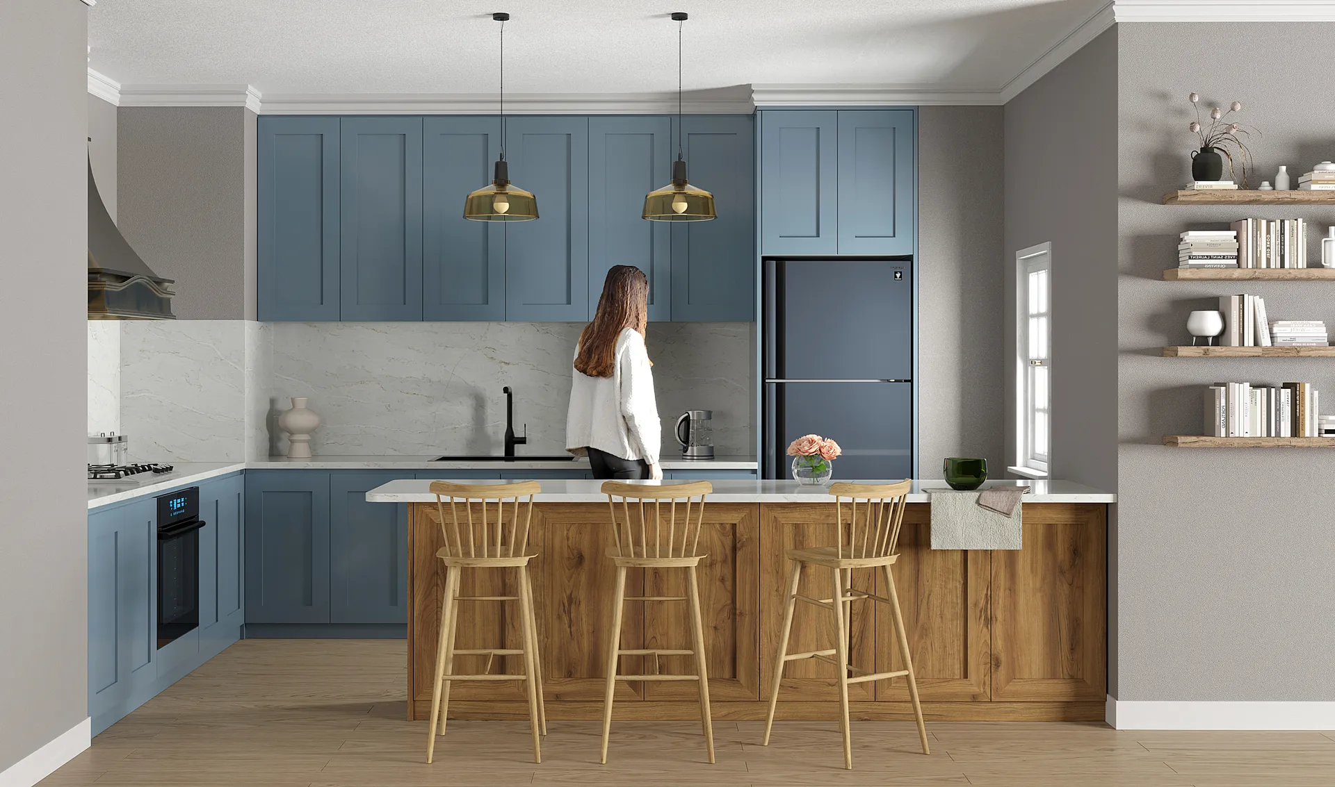 Image of installed Vicostone Camarina White Quartz countertops