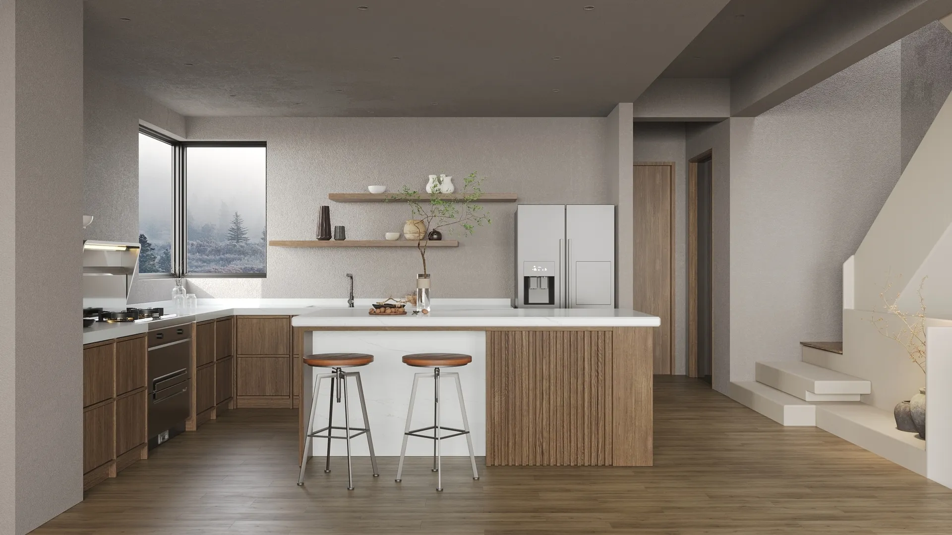 Image of installed Vicostone Costa Nova White Quartz countertops