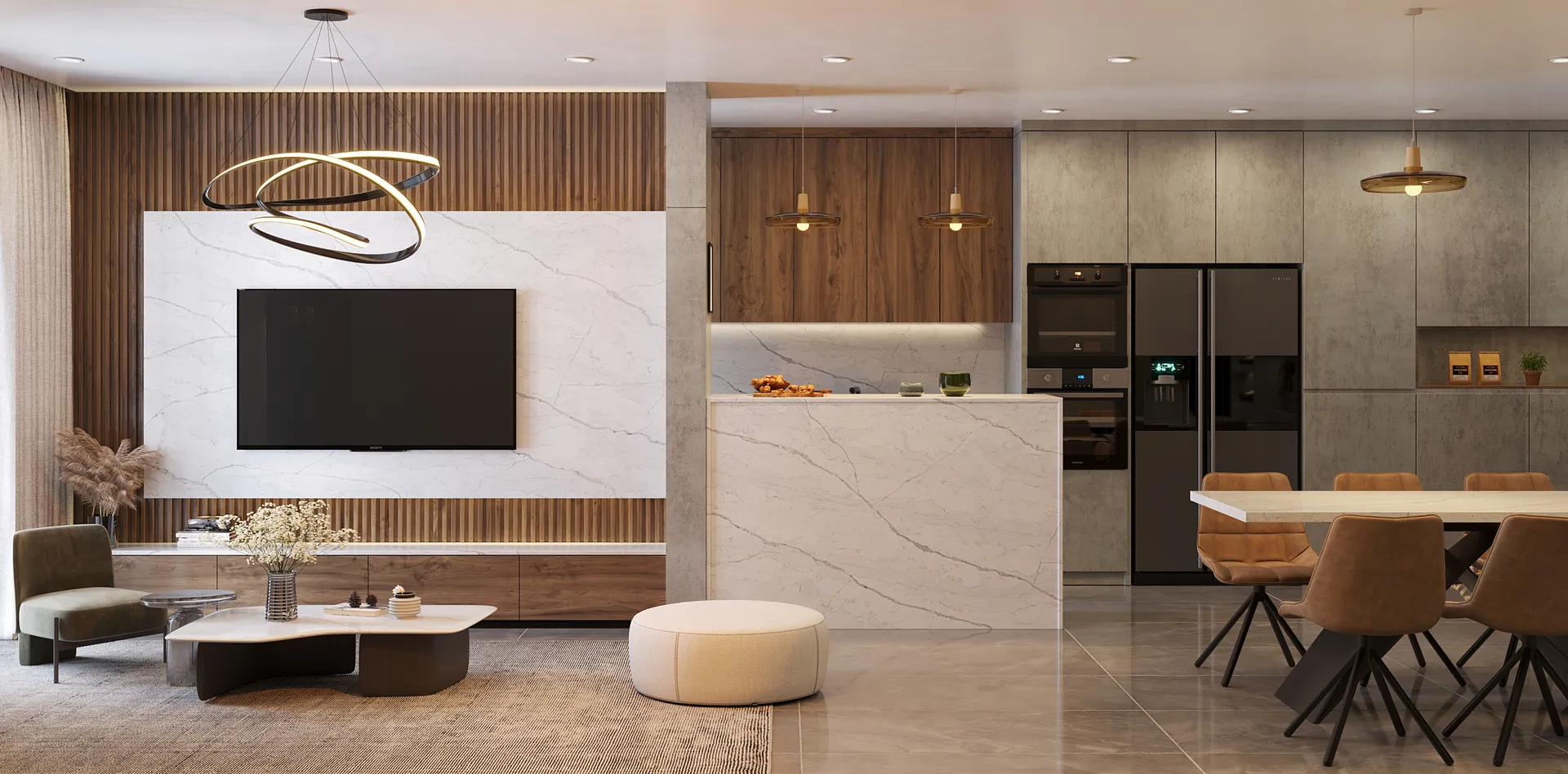 Image of installed Vicostone Covelani White Quartz countertops