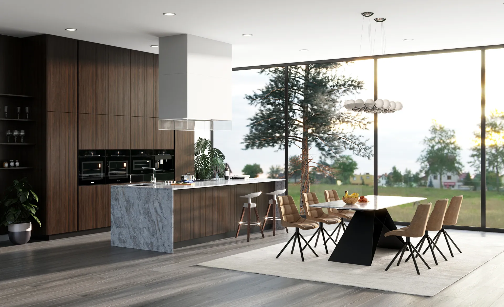 Image of installed Vicostone Moonglade White Quartz countertops