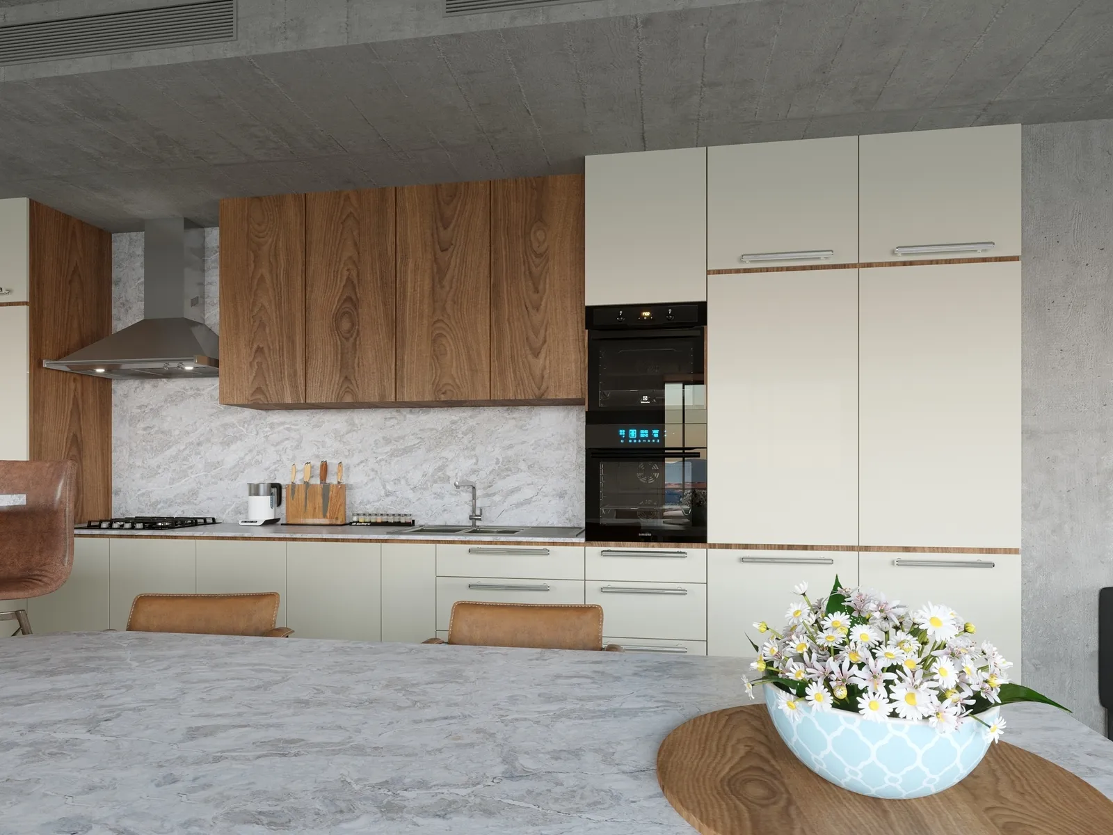 Image of installed Vicostone Moonglade White Quartz countertops