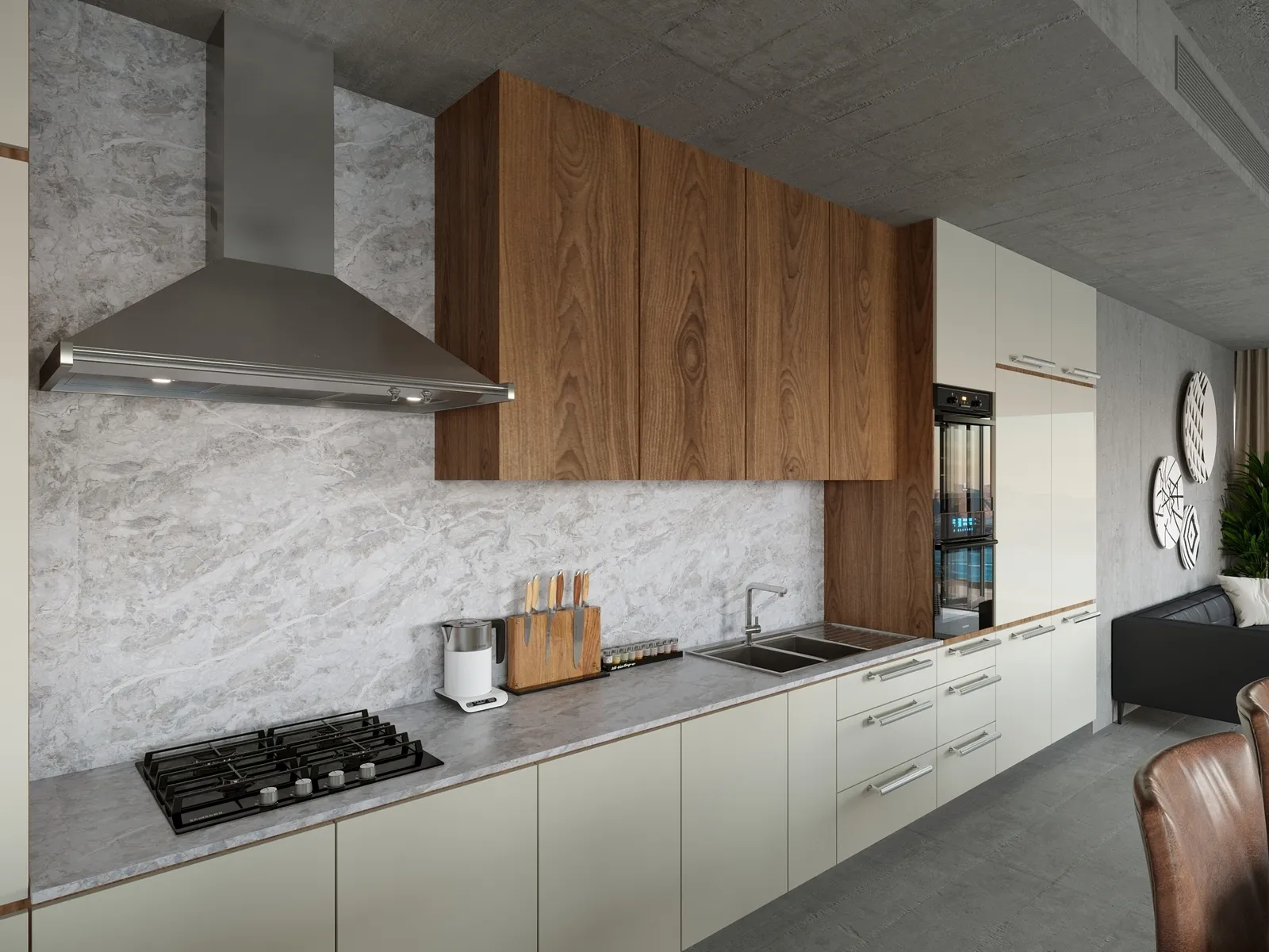 Image of installed Vicostone Moonglade White Quartz countertops
