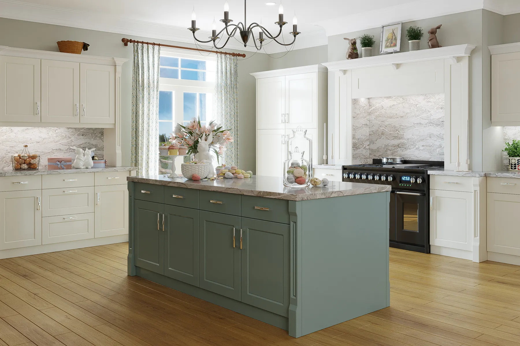 Image of installed Vicostone Moonglade White Quartz countertops