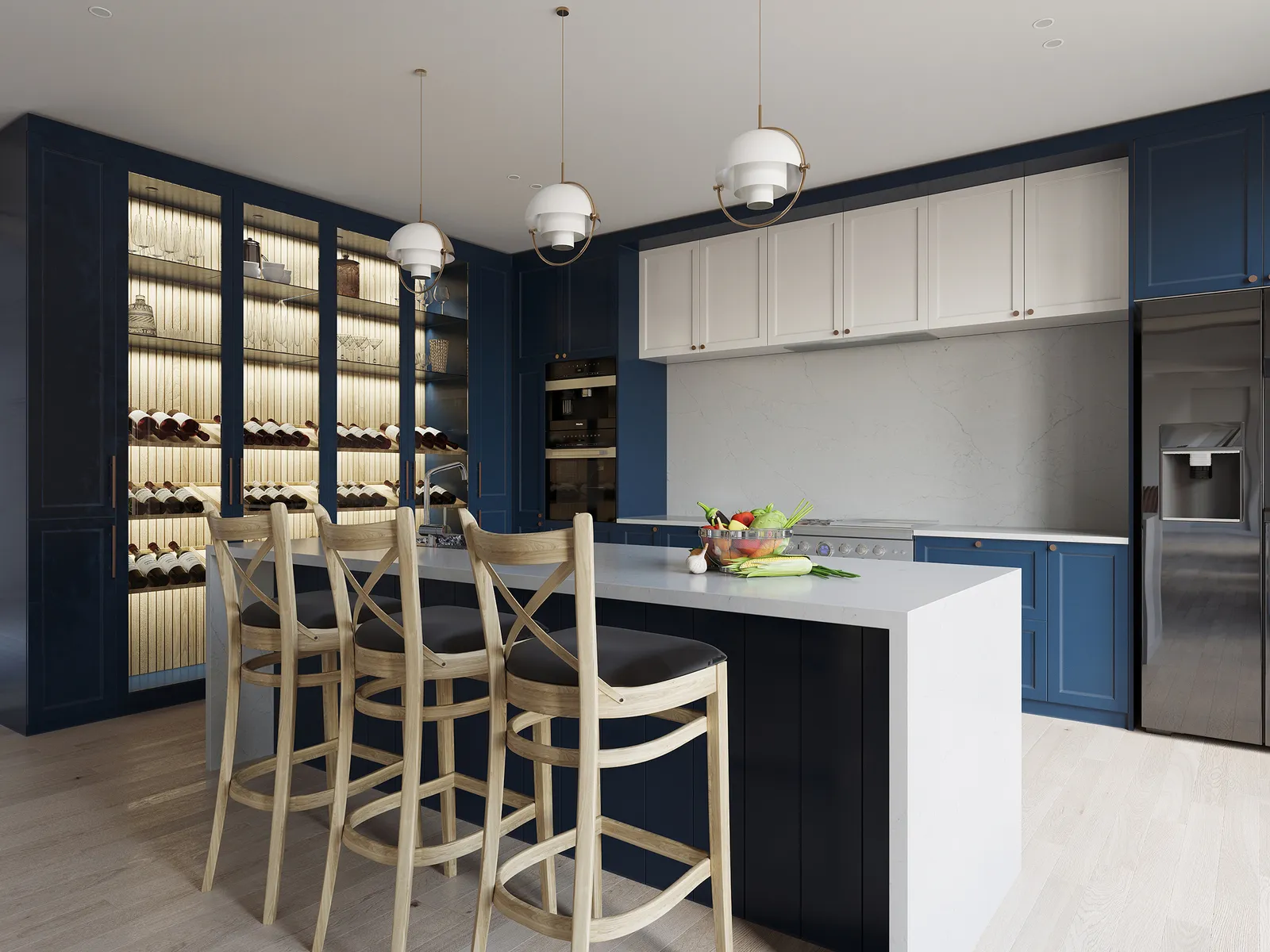 Image of installed Vicostone Parsenn White Quartz countertops