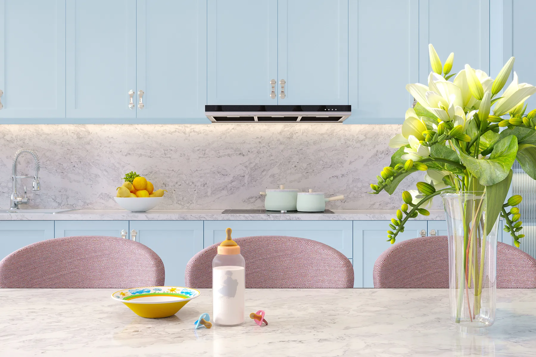Image of installed Vicostone Splendix White Quartz countertops