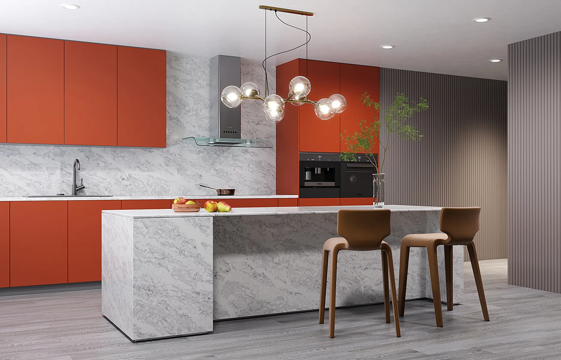 Image of installed Vicostone Splendix White Quartz countertops