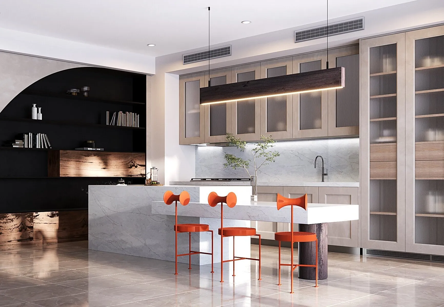 Image of installed Vicostone Tyrol White Quartz countertops