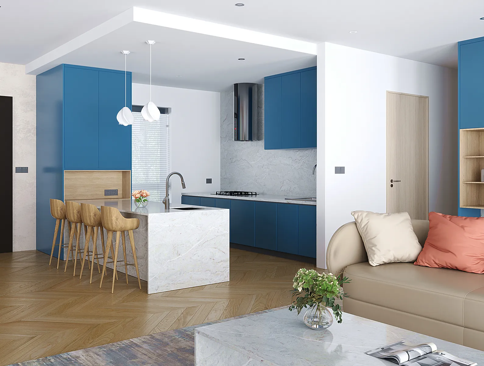 Image of installed Vicostone Verdelia Cream Quartz countertops