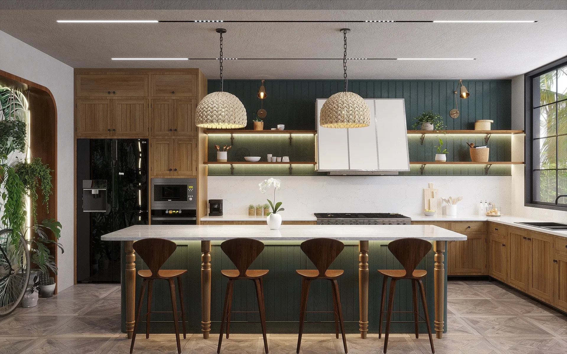 Image of installed Vicostone Verdelia Cream Quartz countertops