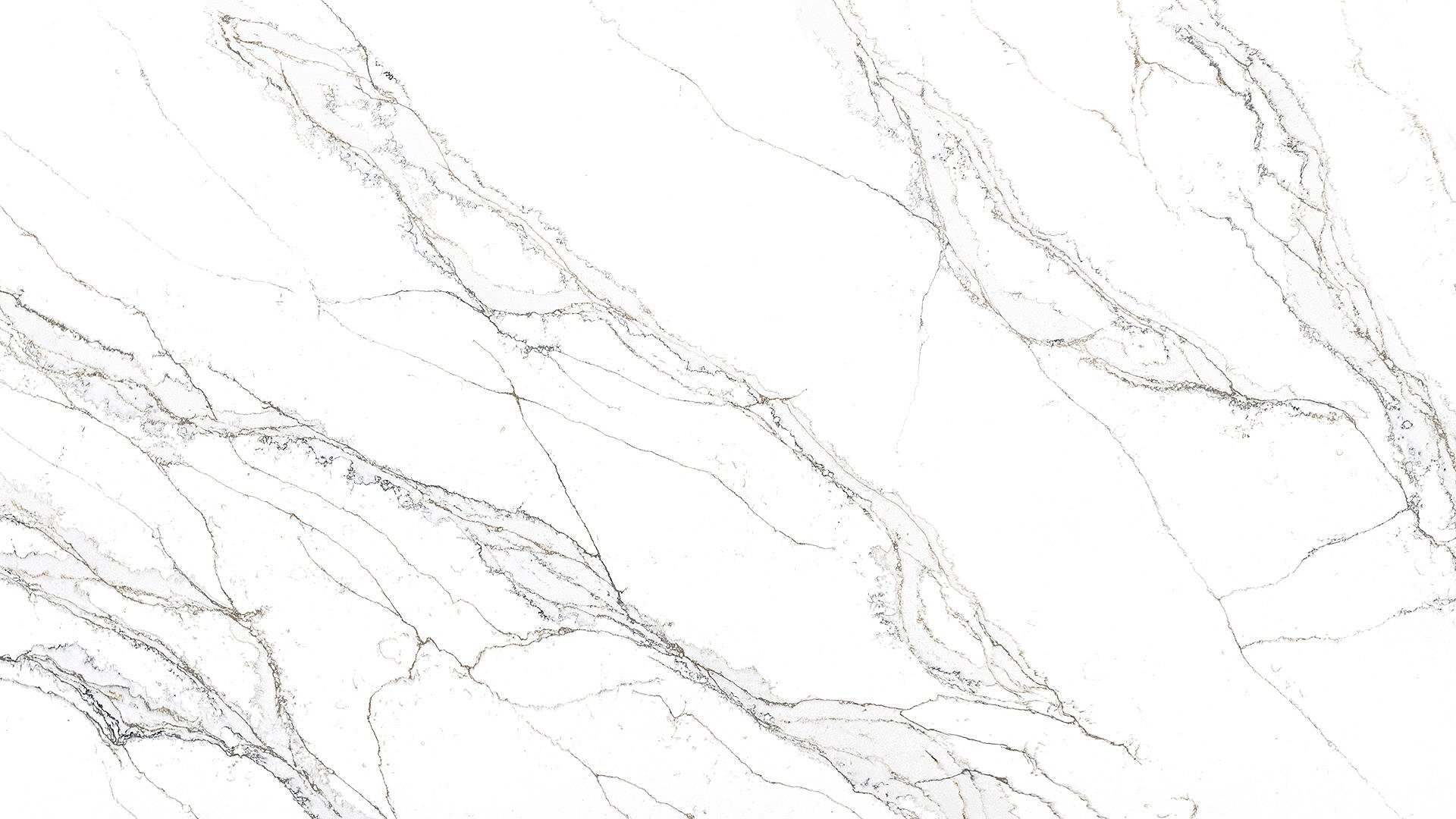 Image of Stratus Quartz Unique Calacatta Macchia Vecchia Quartz countertop slab
