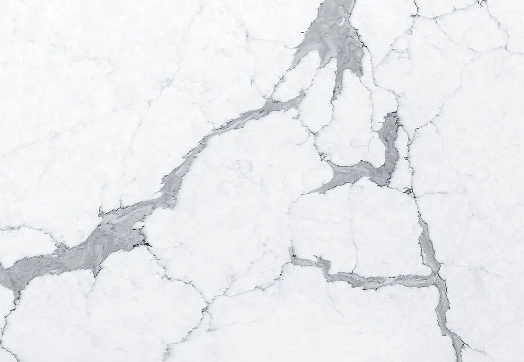 Closeup image of Stratus Quartz Calacatta Capri White Quartz countertop slab