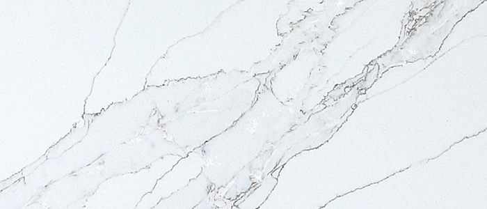 Closeup image of CRS Quartz Calacatta Marvel Quartz countertop slab