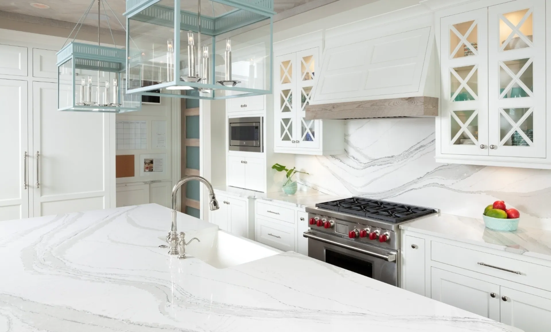 Image of installed Cambria Brittanicca Quartz countertops