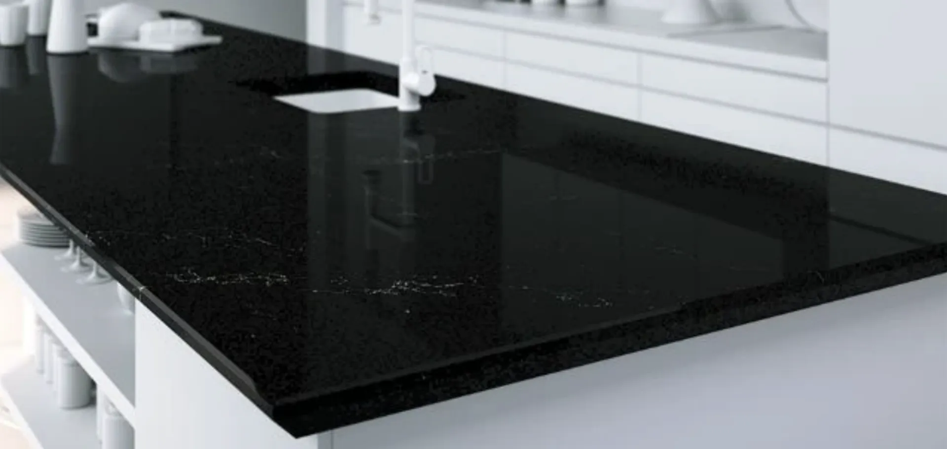 Image of installed Cambria Charlestown Quartz countertops