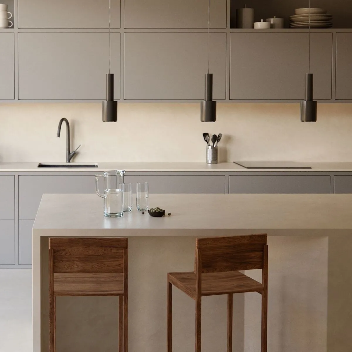 Image of installed Dekton Nacre Brown Sintered countertops