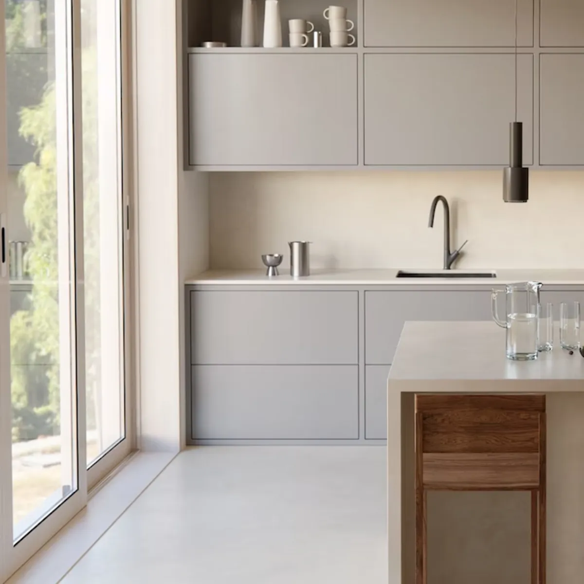 Image of installed Dekton Nacre Brown Sintered countertops