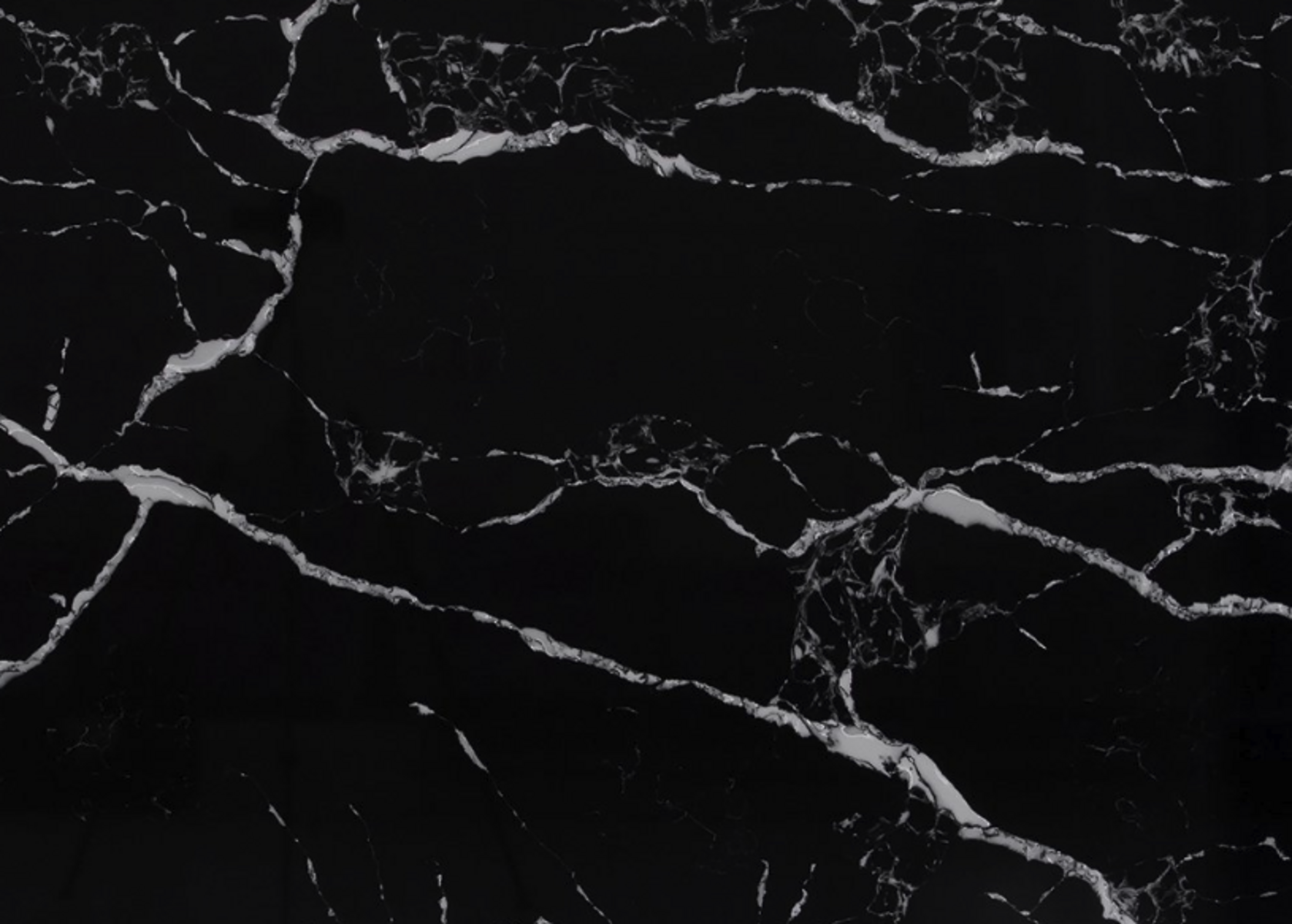Closeup image of Stratus Quartz Nero Marquina Black Quartz countertop slab